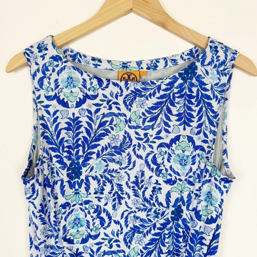 Tory Burch Blue Printed silk jersey Midi dress